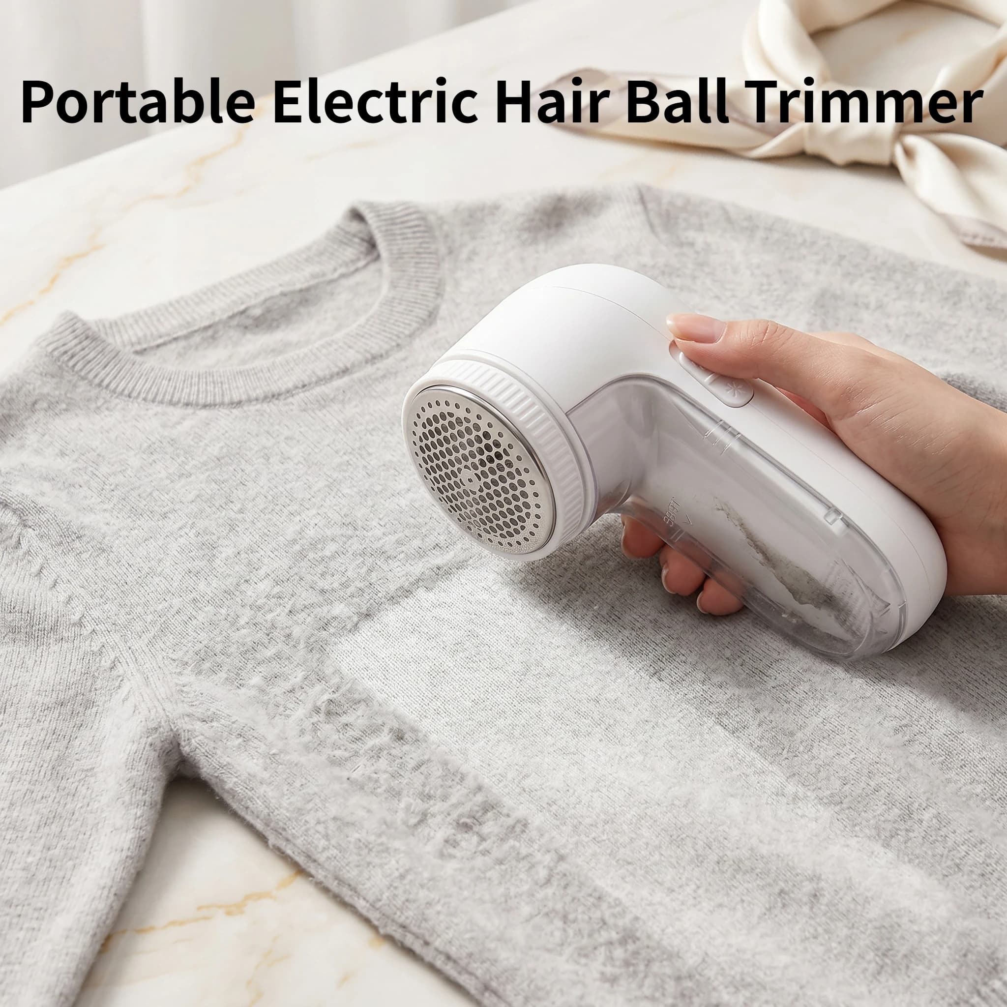 Portable Electric Hair Ball Trimmer, USB Charging, Detachable Storage Box, Stainless Steel Blade Mesh, with 8 Blades and Brush