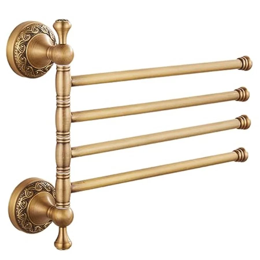 Portasciugamani Girevole per Bagno, Portasciugamani Pieghevole a 4 Bracci in Bronzo Anticato, Appendiabiti da Parete per Lavanderia, Salvaspazio