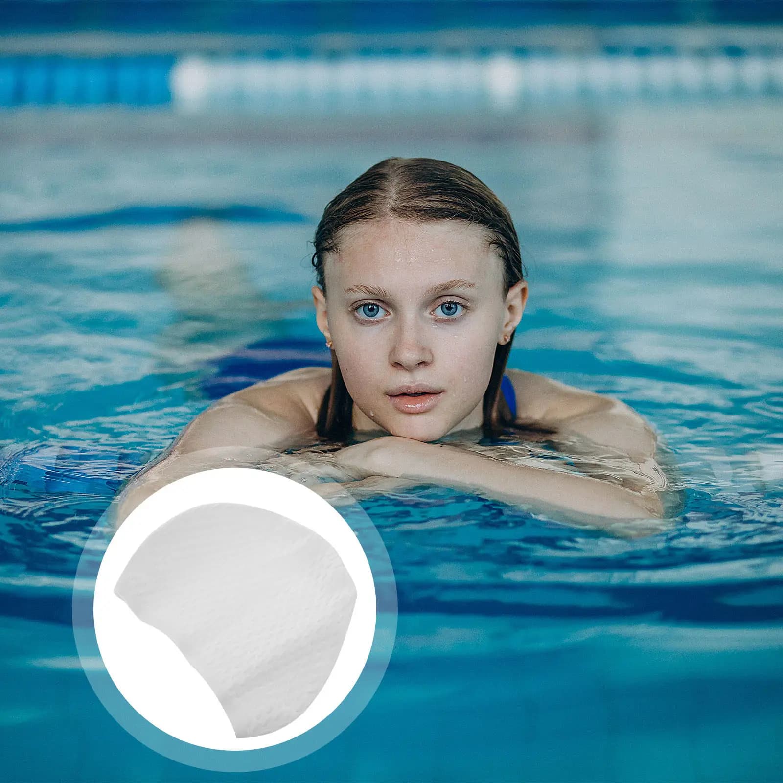Cuffia da Nuoto in Silicone Bianca Impermeabile Flessibile Protezione Capelli Lunghi per Donne