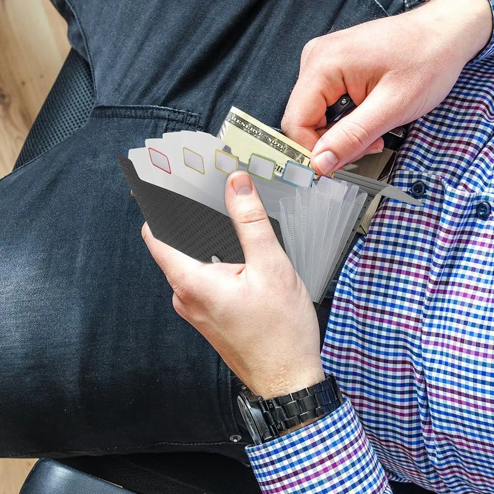 2 Pezzi Mini Portadocumenti Leggero, Organizzatore per Assegni e Ricevute, Cartella Portatile con Scomparti Multipli