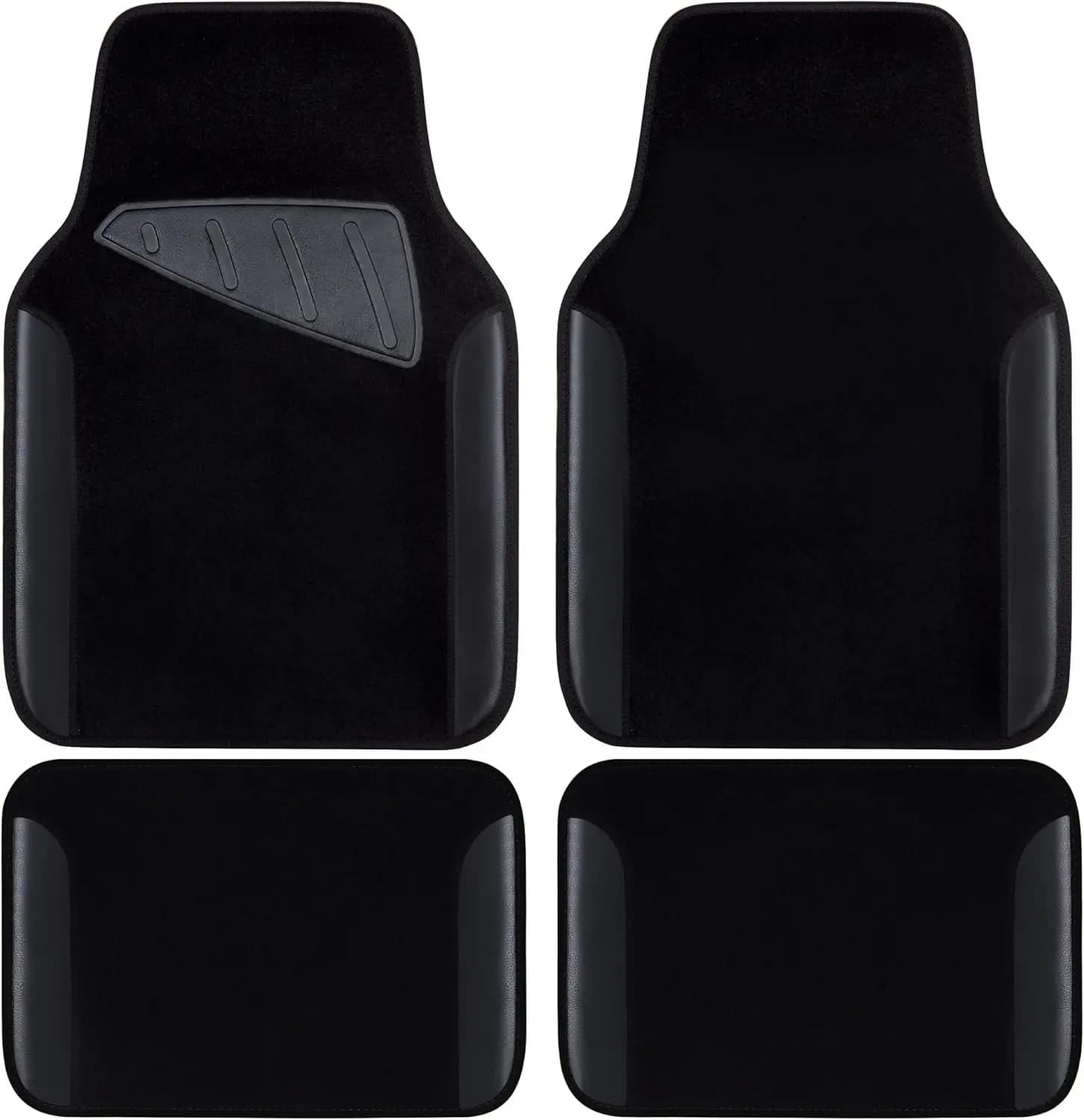 Tappetini Universali Impermeabili per Auto, in Ecopelle con Base Antiscivolo e Supporto per il Tallone, Adatti per SUV, Furgoni, Berline e Camion, Set di 4 Neri