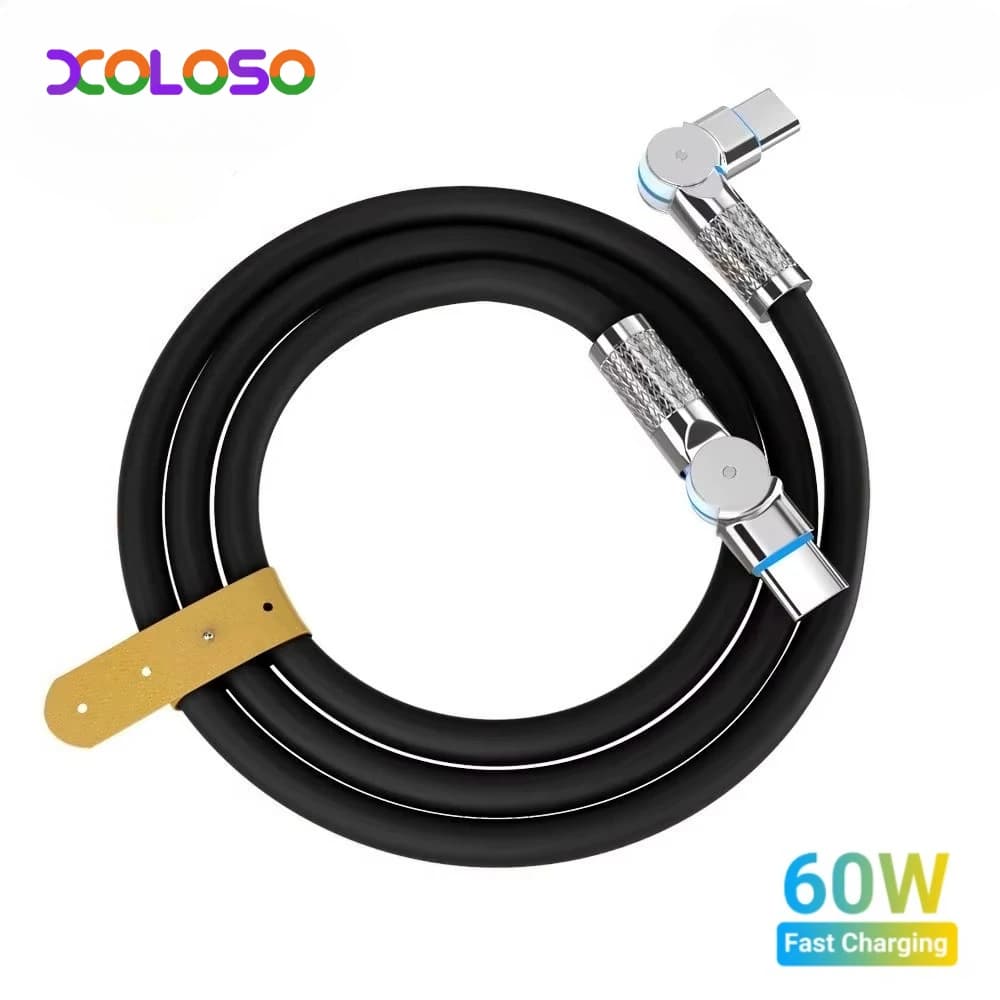 Gomito PD 60W 180 ° Rotazione di gradi Carica super veloce per Samsung S24 S23 S22 Ultra A54 A53 Nota 20 Plus 5G Cavo da USB C a tipo C