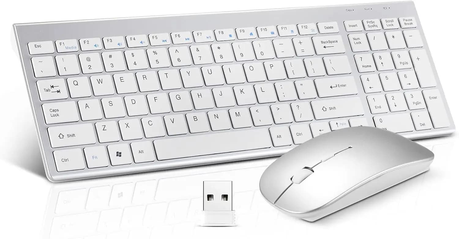 Combo tastiera e mouse wireless, set ultra-sottile silenzioso 2.4G per PC portatile