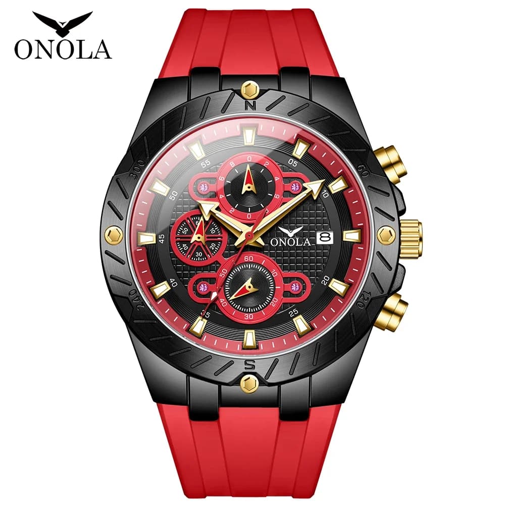 ONOLA Luxury Brand Fashionable Multifunctional Luminous Quartz Sports Watch Date Chronograph Watches for Man Reloj Hombre