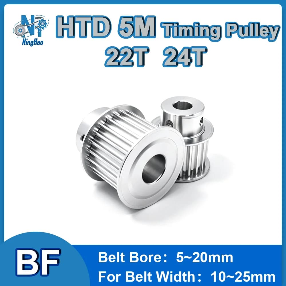 HTD 5M Pulley 22T 24T Timing Pulley Belt Width 10mm 15mm 20mm 25mm Bore 5~20mm 5M BF Pulley HTD5M Synchronous Wheel 3d printer