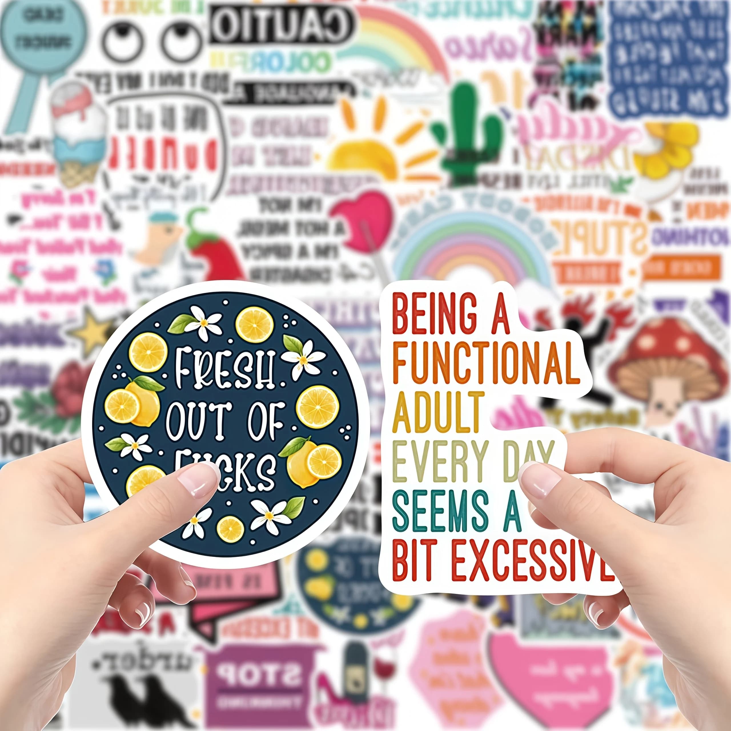 50 piece sticker set with satirical text, humorous graffiti design stickers, suitable for laptops, cars, water bottles - perfect for party gifts, holiday gifts, and scrapbooks, mobile phone accessories - Suitable for rollerblading and cycling