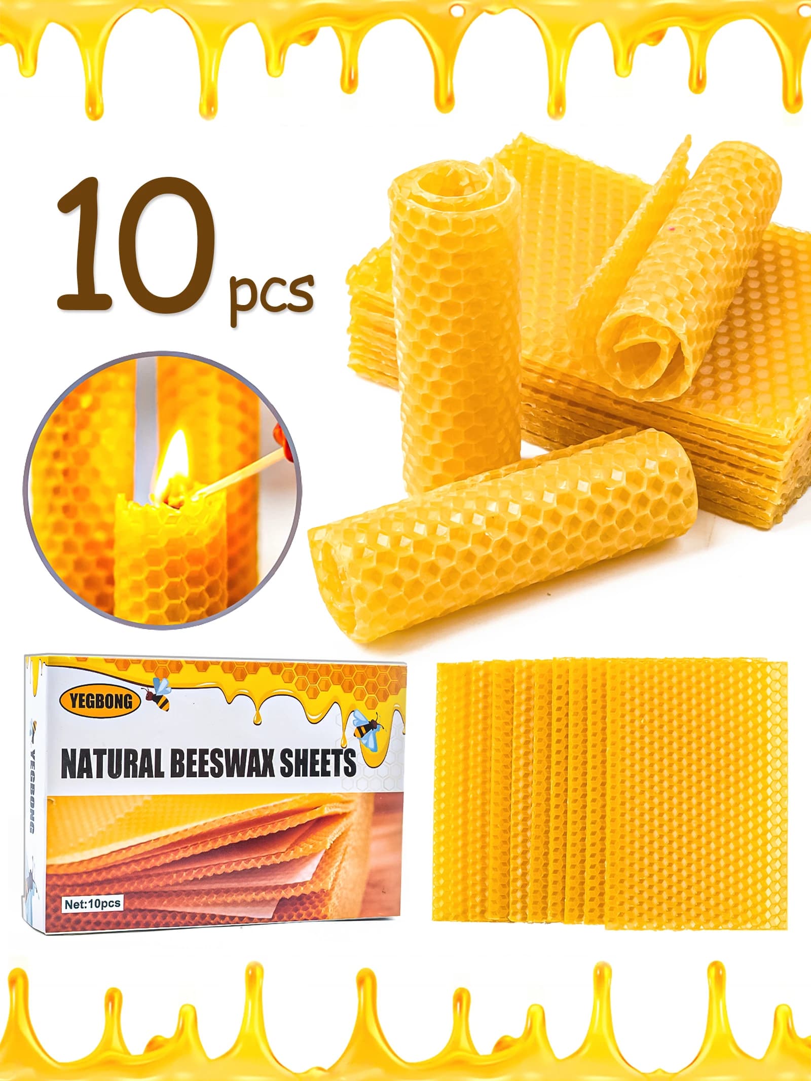 10 wax sheets for natural honeycomb bees, diy honey candle supplies, durable tools for beekeeping sheets