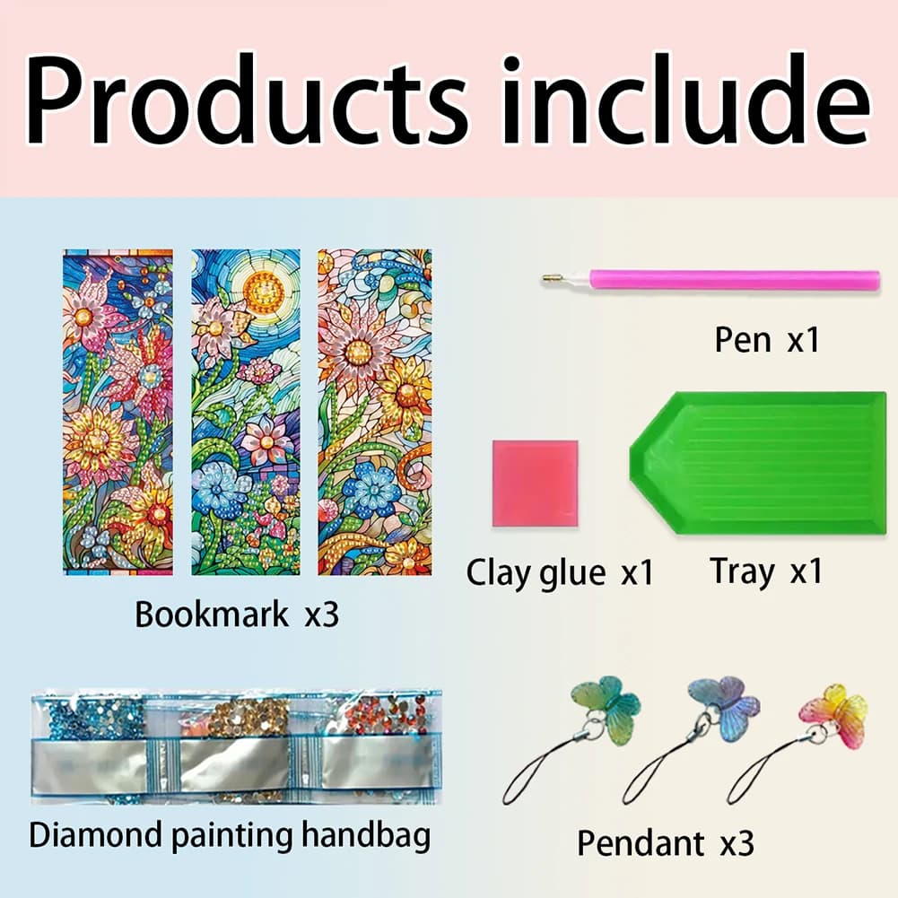 Kit per realizzare segnalibri con pittura a diamante con mongolfiera a forma speciale da 3 pezzi, segnalibro artistico con diamanti con pendente per il regalo del giorno di lettura
