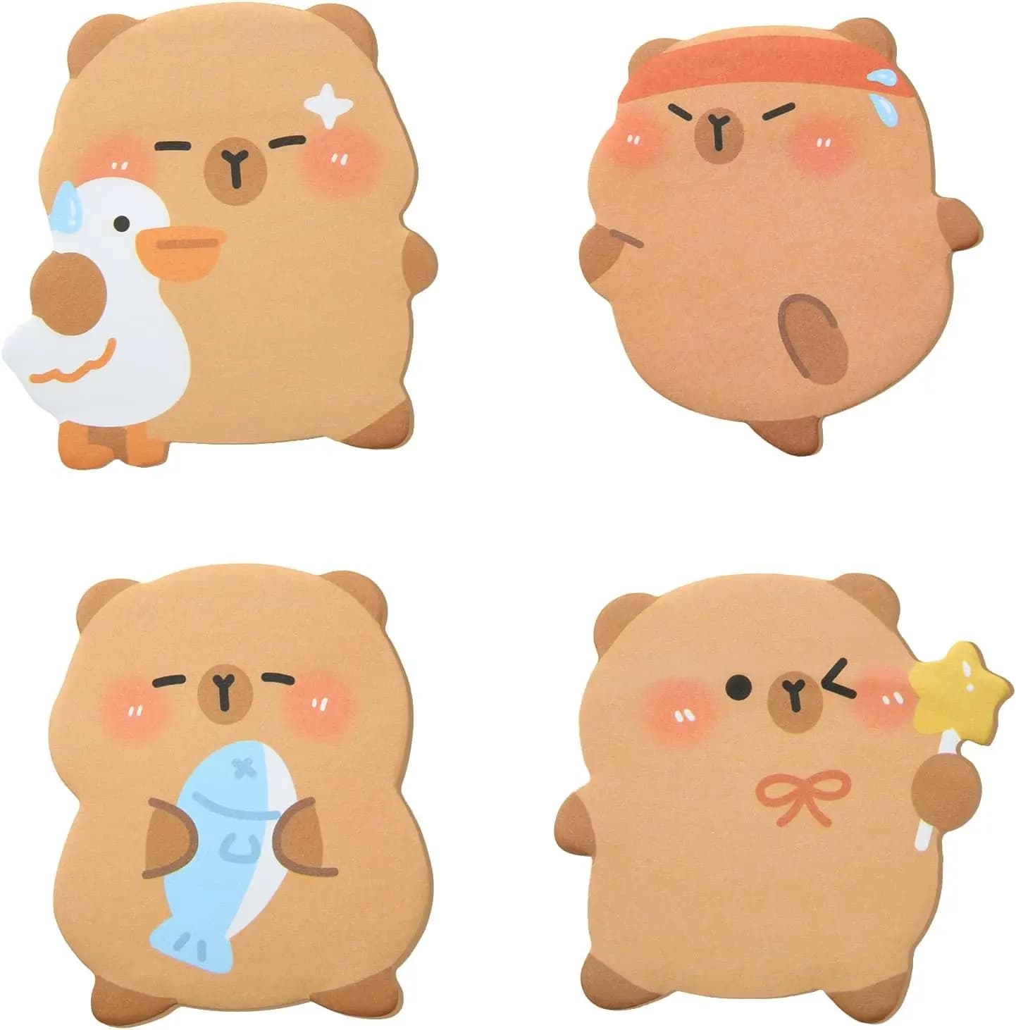 Blocco Note Adesivo a Forma di Capibara, Simpatici Memo Adesivi a Cartone Animato di Capibara, Blocco Note Adesivo Kawaii Piccolo, Blocco Note Autoadesivo
