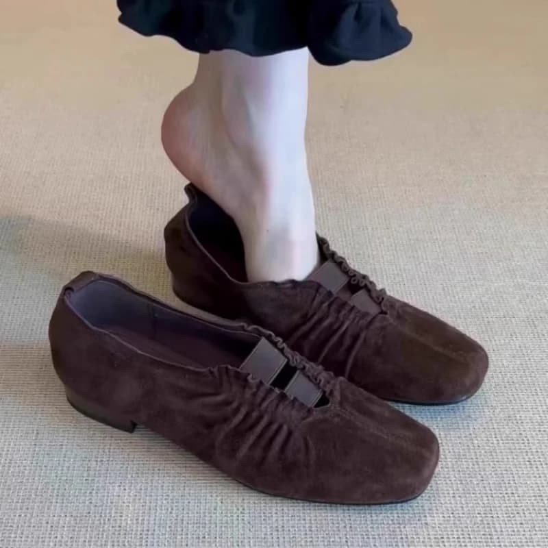 Breathable décolleté with low heel little deep casual outdoor women shoes Mocassini with elastic band with square tip Fashionable women's comfortable shoes