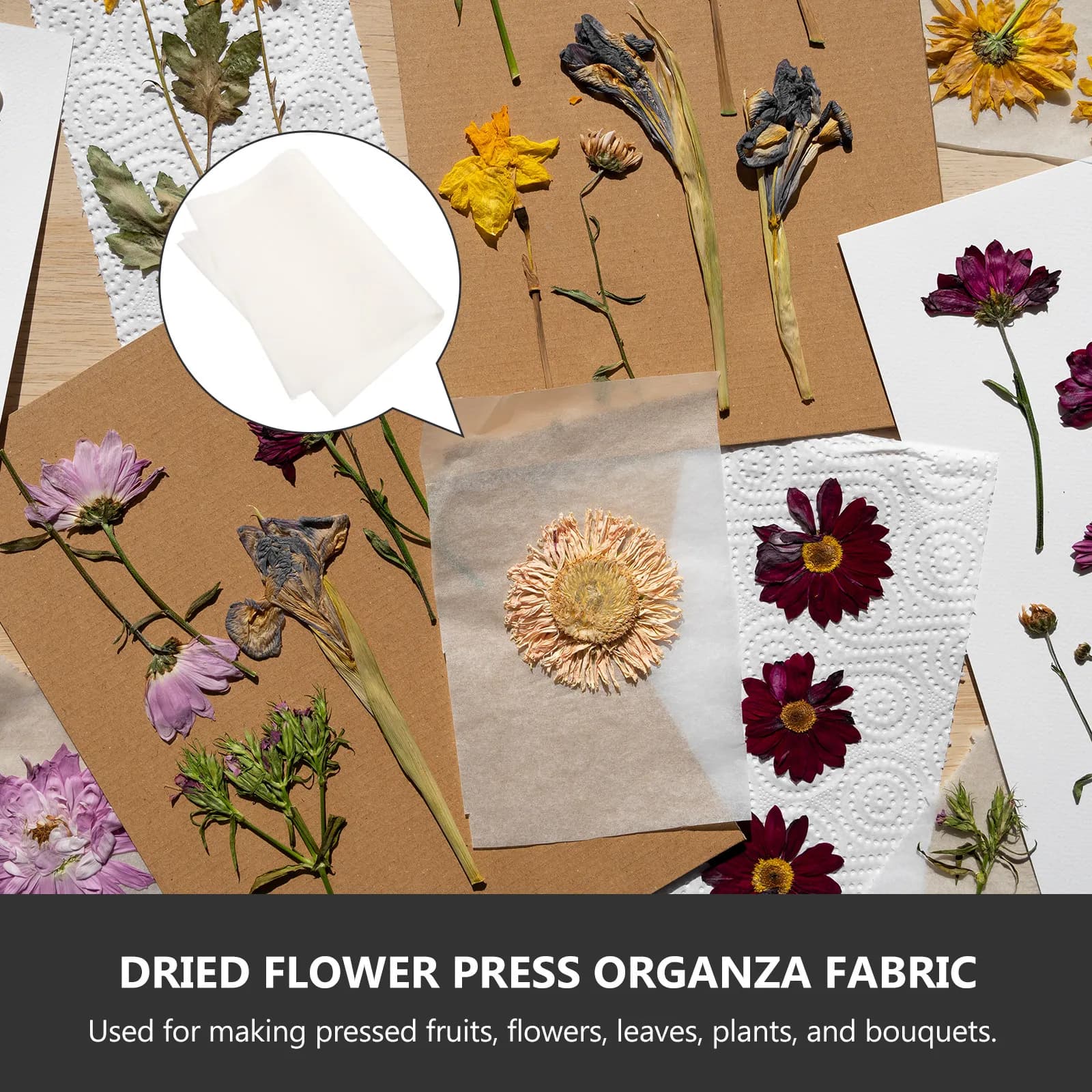 12Pcs Flower Press Organza Fabric Dried Fruit Leaf Press Tool for DIY Plant Specimen Crafting Flowers Pressing Supplies