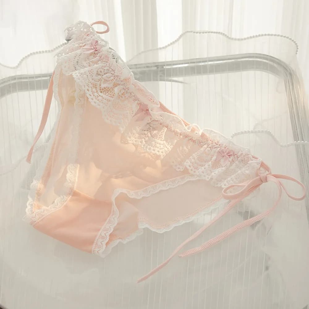 Slip in pizzo a vita bassa con fiocco e intimo in cotone, lingerie da donna