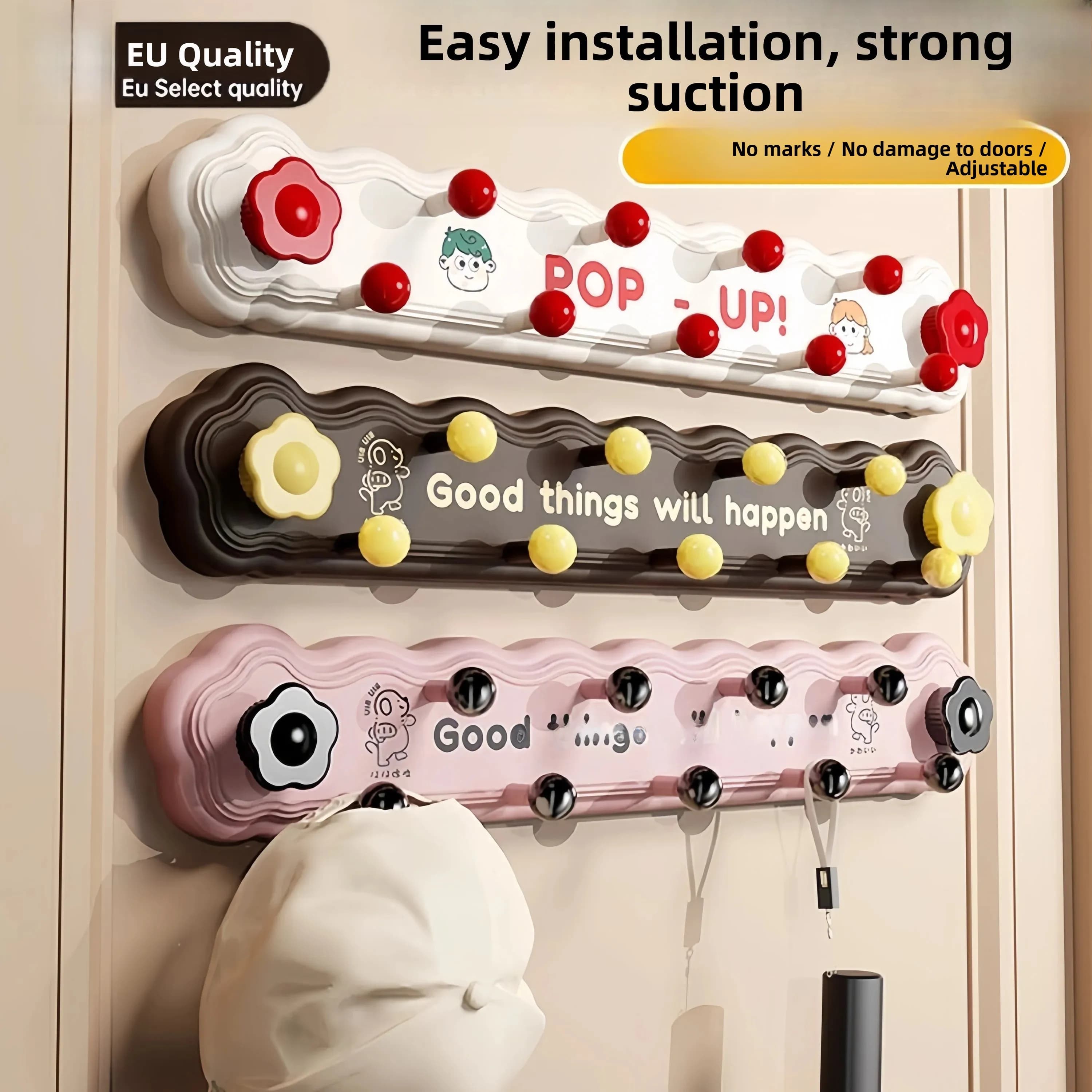 Strong Bearing Door Hook Clothes Hanger Bedroom Bathroom Plastic Adhesive Hook High Aesthetic Value No Drilling Needed