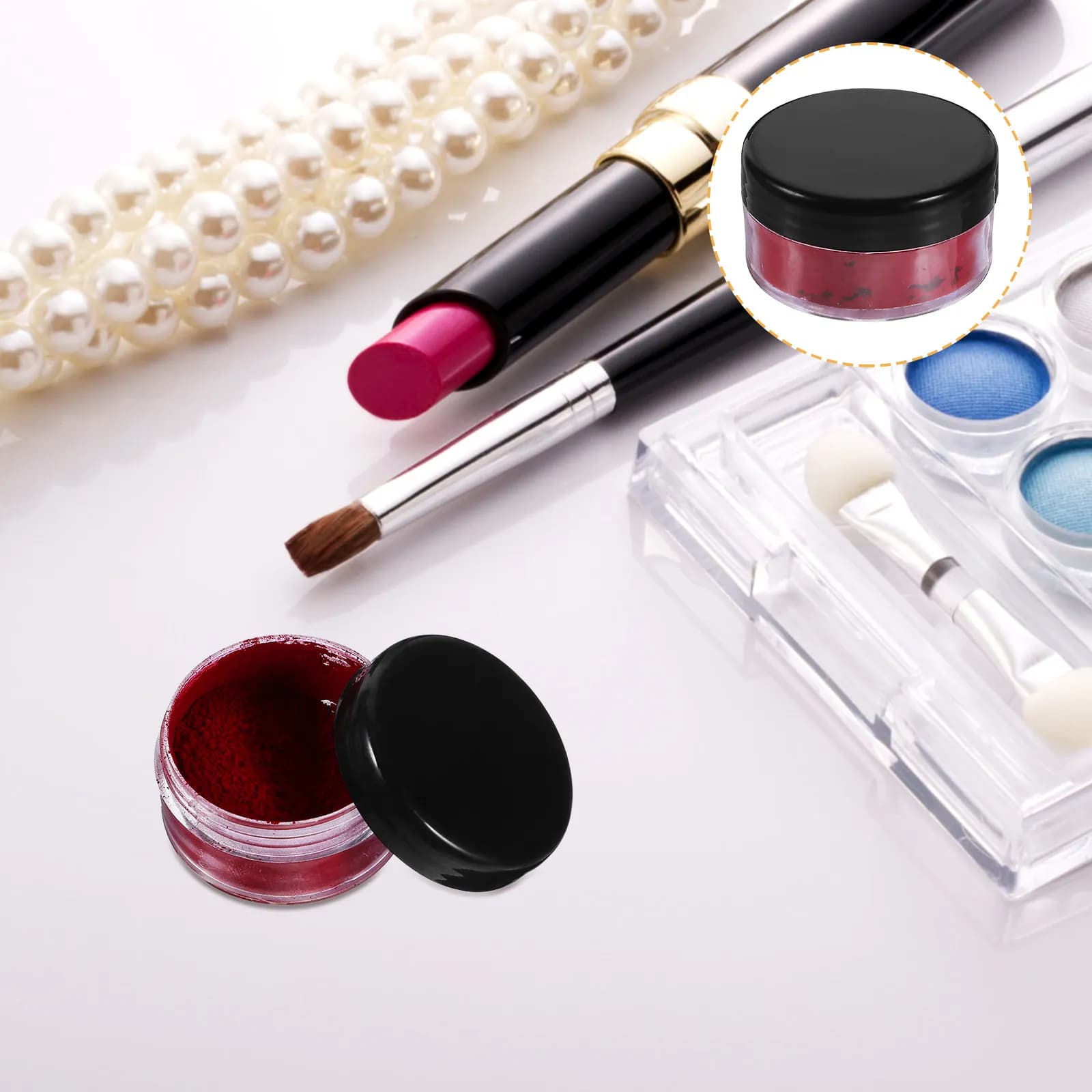 Palette Rossetto Fai-da-te in Polvere Pigmento Scintillante Texture Ultra Fine Impermeabile Resistente al Sudore Lunga Durata Illuminante Labbra Base Ombretto