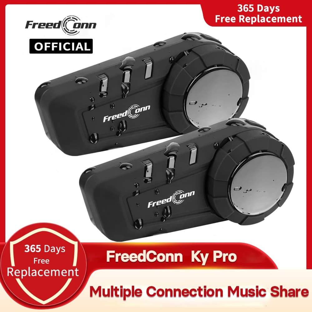 Citofono moto Freedconn KY Pro helmet Bluetooth 1000M music FM headphones waterproof group 6 riders for motorcycle
