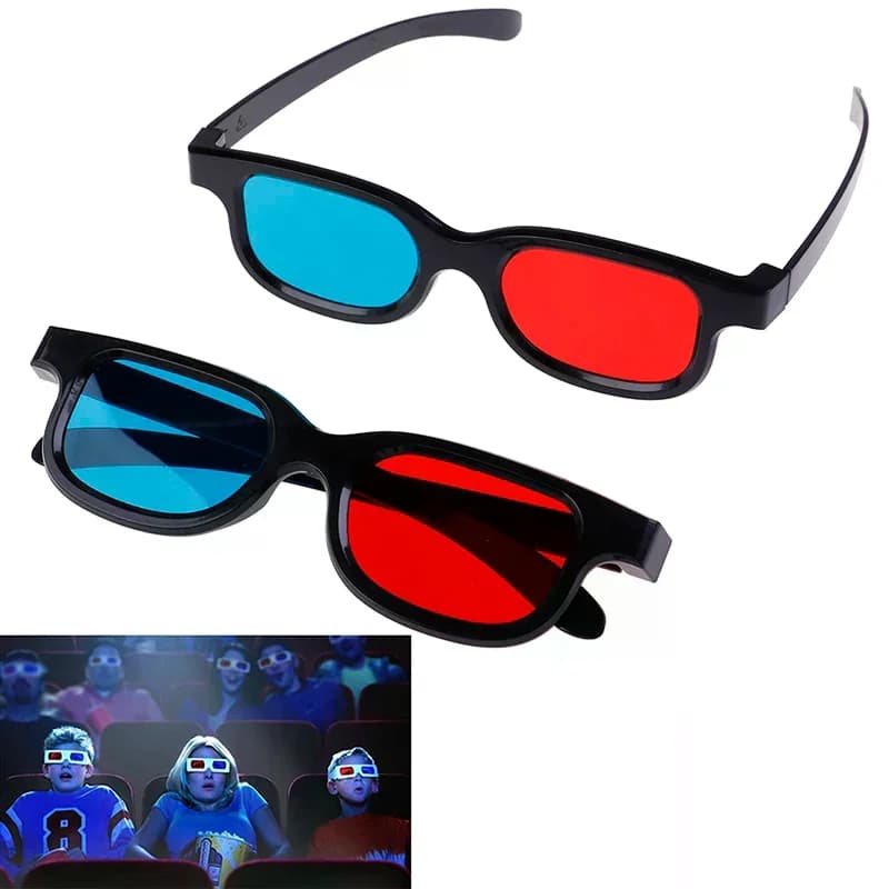 1 paio di occhiali 3D universali rosso e blu per film e giochi anaglifici tridimensionali