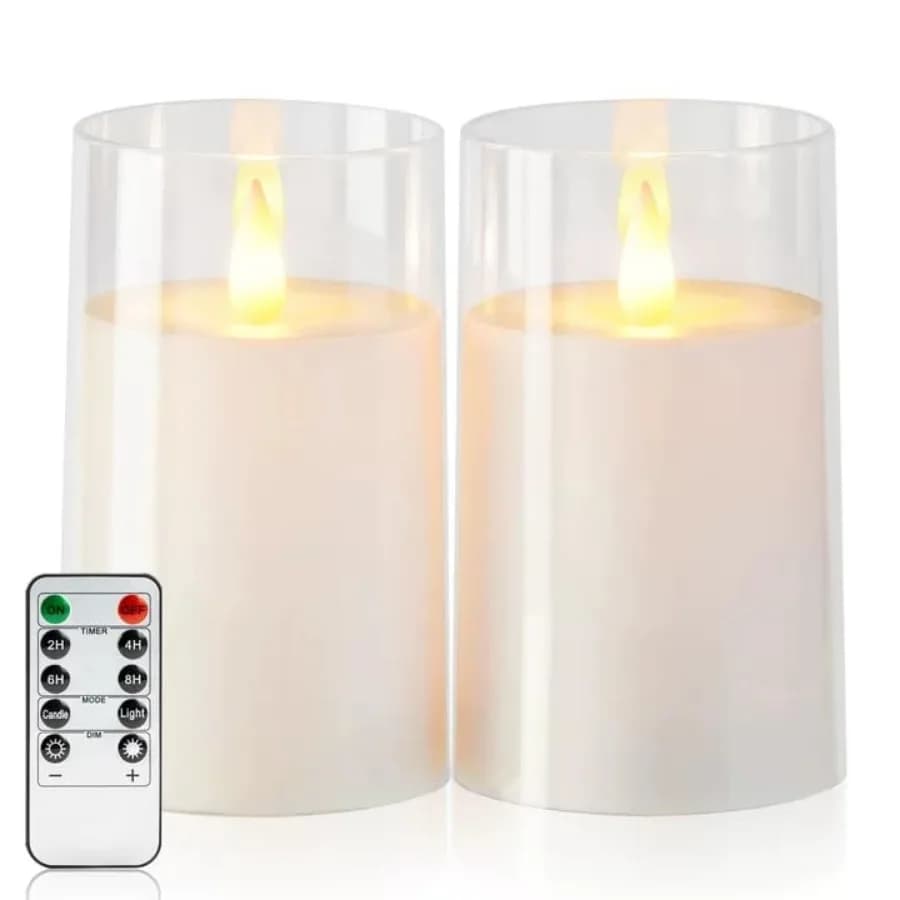 3"×5" Flameless Candles with Remote and Timer, Realistic Flickering Battery Operated Acrylic Led Fake Candles for Home Wedding