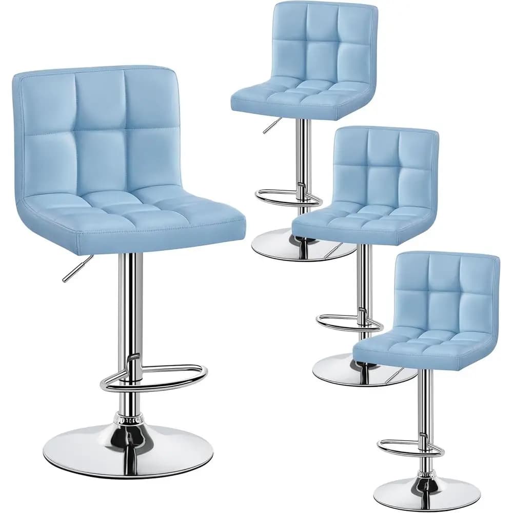 Set di 4 Sgabelli da Bar Girevoli con Altezza Regolabile, in Pelle PU, con Schienale e Poggiapiedi, Ideali per Cucina, Soggiorno e Ristorante