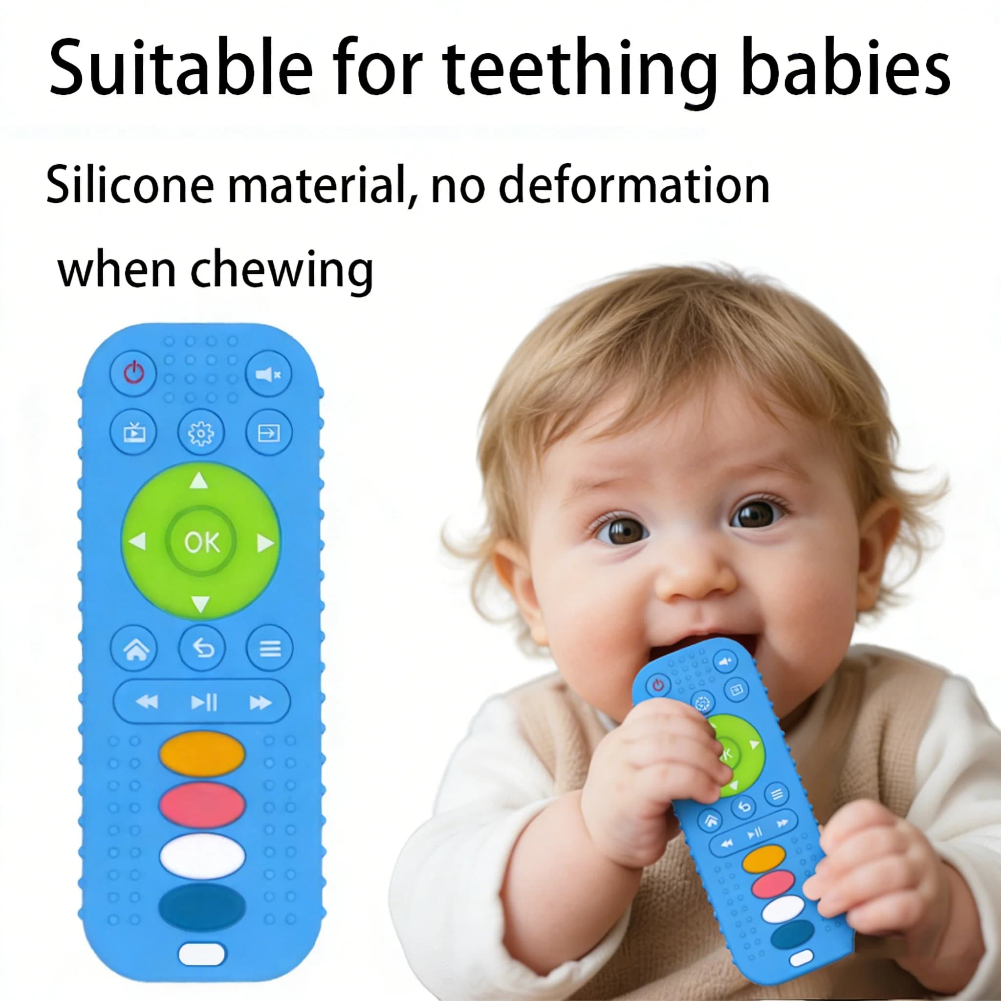 Massaggiagengive in silicone con telecomando senza BPA - Giocattolo interattivo lenitivo quotidiano per neonati e bambini piccoli