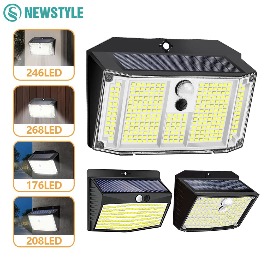 Lampada da parete di sicurezza solare da giardino con piccolo sensore di movimento, luce da recinzione per esterni, super luminosa, impermeabile, 3 modalità, porta del garage