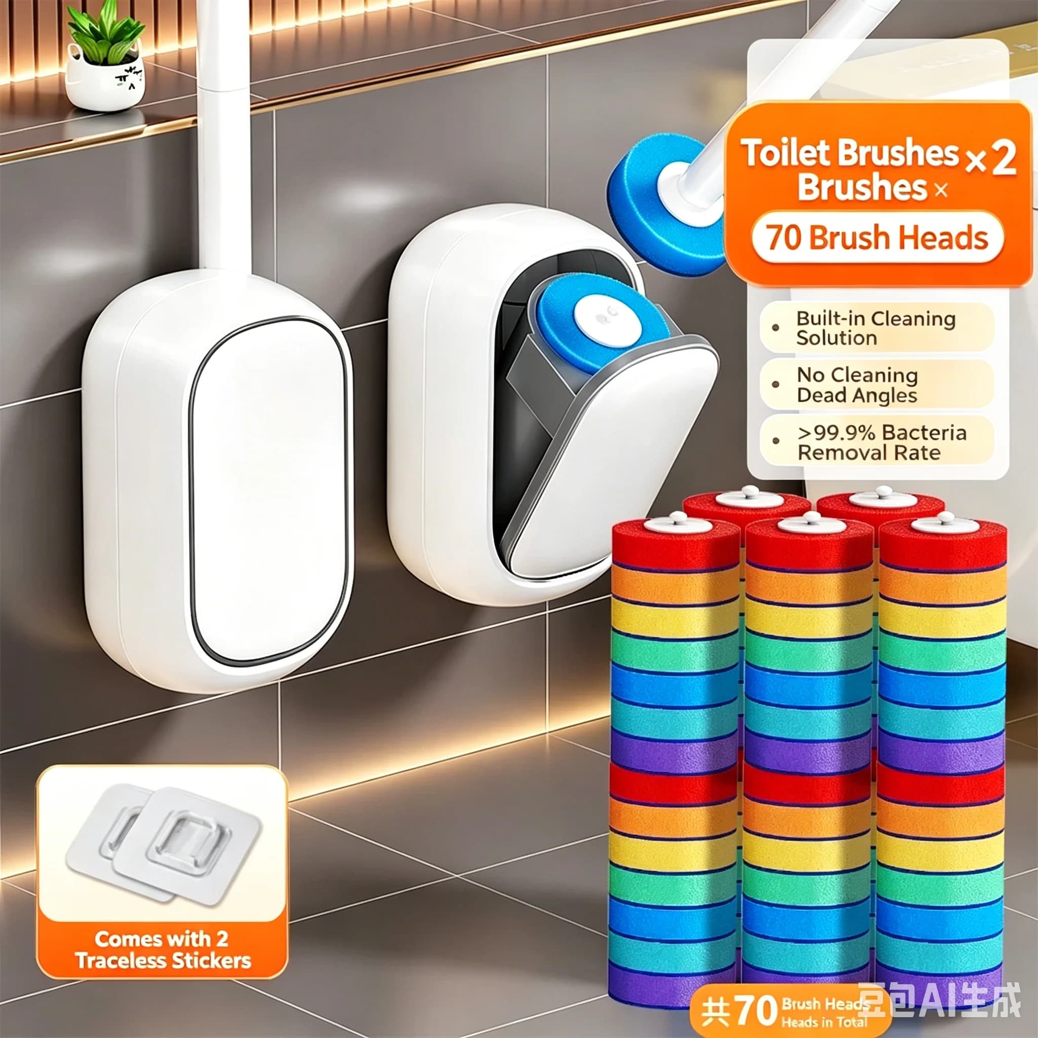 Disposable Toilet Brush Set, Wall-mounted Dead-angle Free Cleaning Brush, New 2026 Bathroom Toilet Cleaning Tool