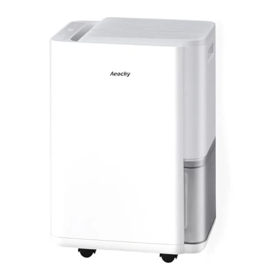 Deumidificatore a compressore da 3500 piedi quadrati, massima produzione 50 pinte/giorno, per casa, camera da letto, bagno, in plastica bianca, con umidostato intelligente, funzionamento silenzioso