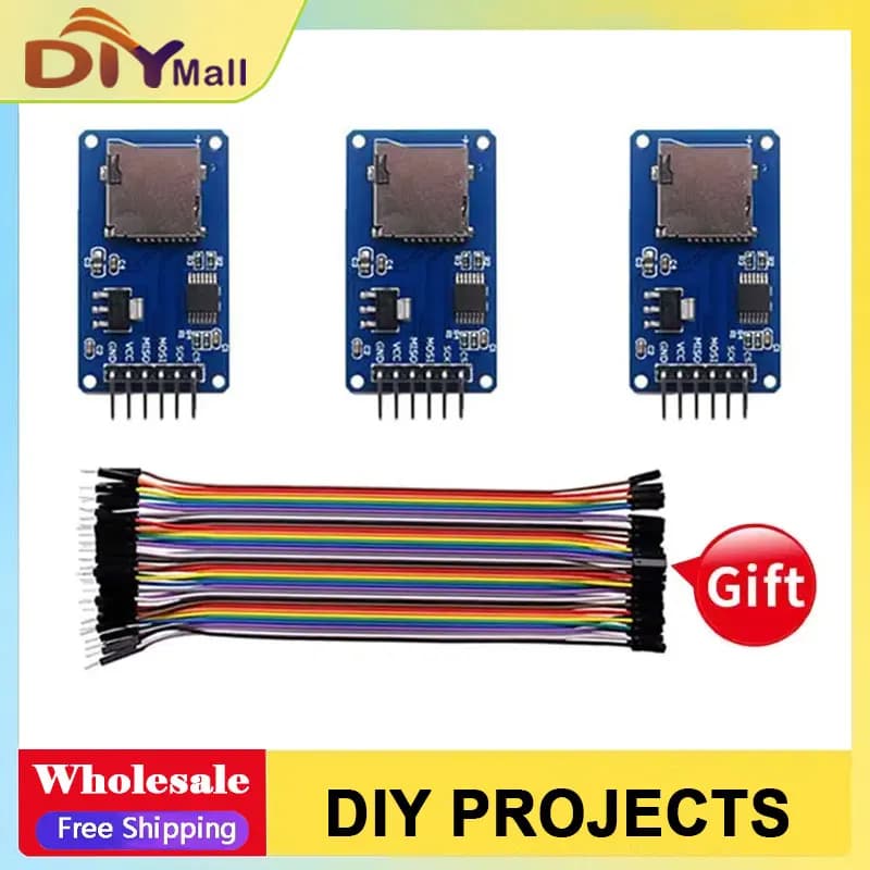 Modulo scheda Micro-SD con cavi Dupont 40P per Arduino ESP32 Raspberry Pi Interfaccia SPI TF Lettore/Scrittore Scheda di archiviazione FAI DA TE