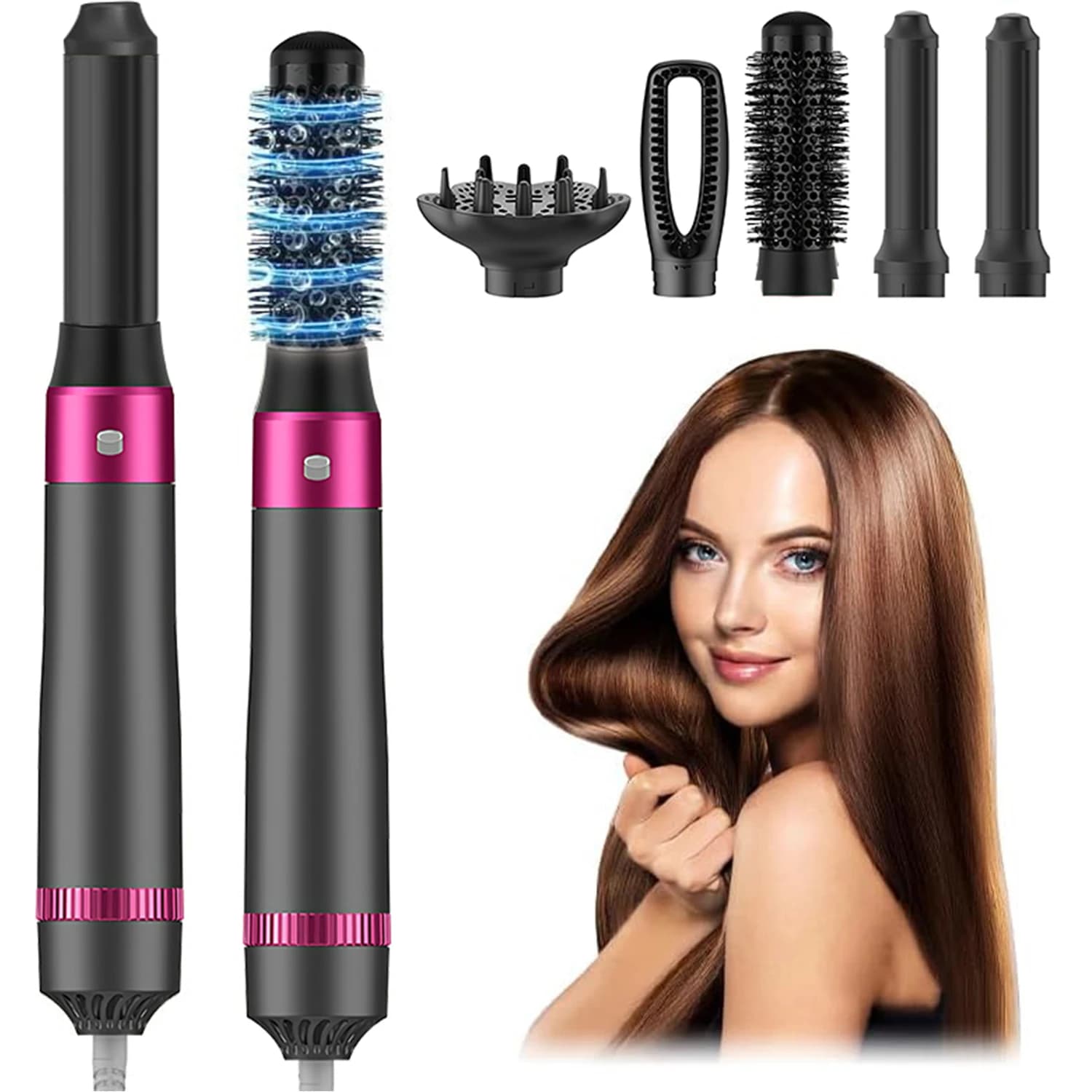 5 in 1, brush to dry, iron, give volume, curl and hairstyle - 1000W - Gold