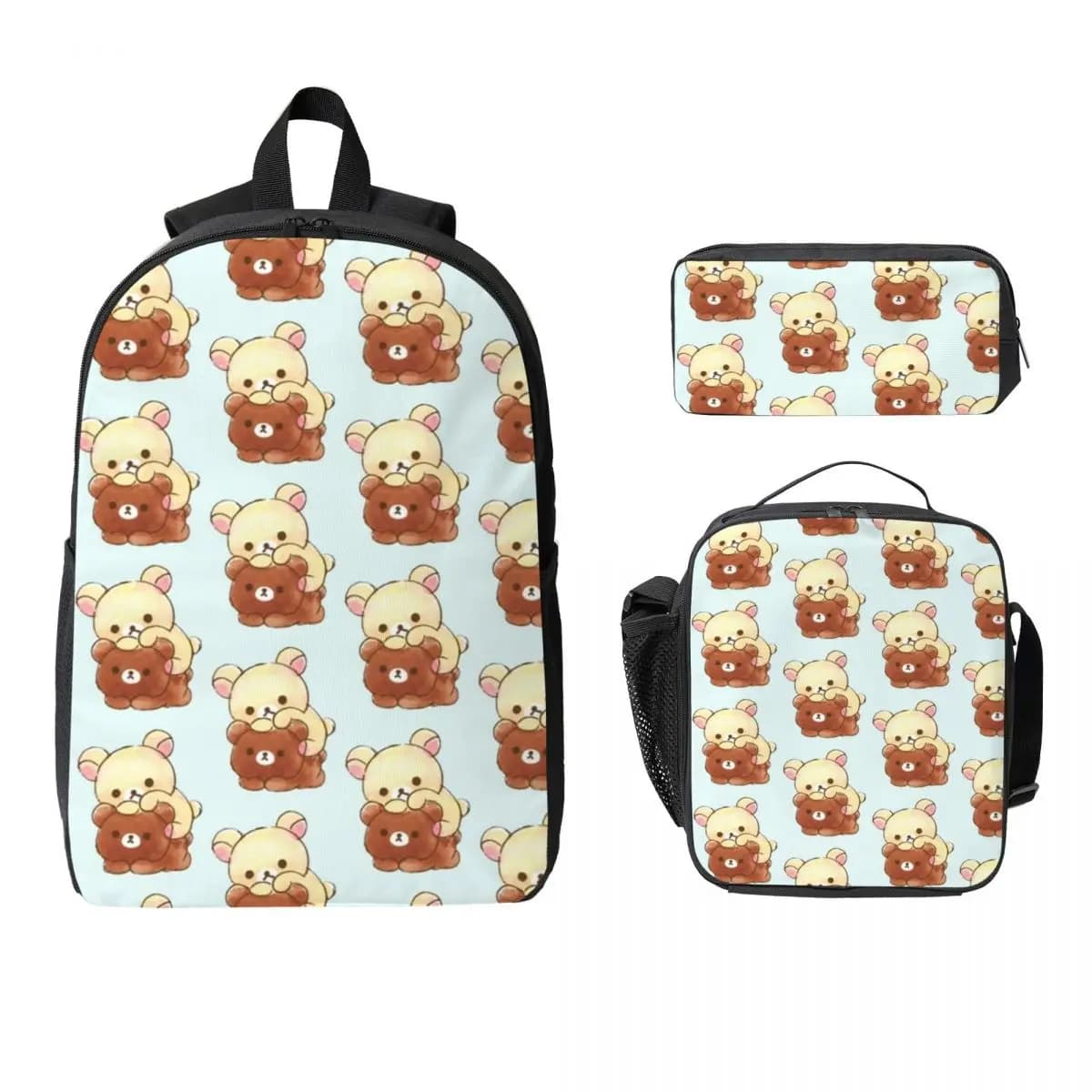 Rilakkuma Sakura Zaino Studente Ragazzi Ragazze BookBag Borsa da scuola Borse a tracolla per laptop Borsa da pranzo isolata 3ps Astuccio