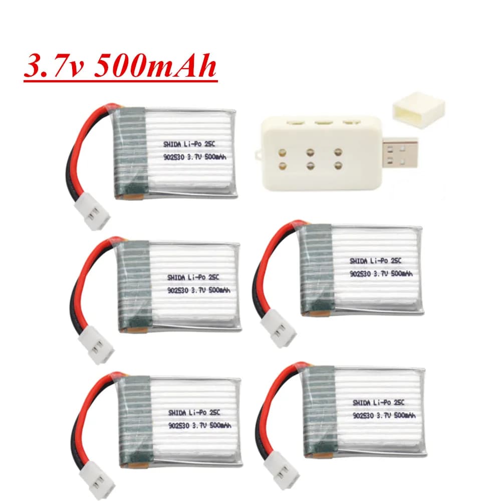 Batteria LiPo 3.7V 500mAh 25C con caricatore 6 in 1 per pezzi di ricambio per drone elicottero Wltoys V931 F949 XK K123 6Ch RC