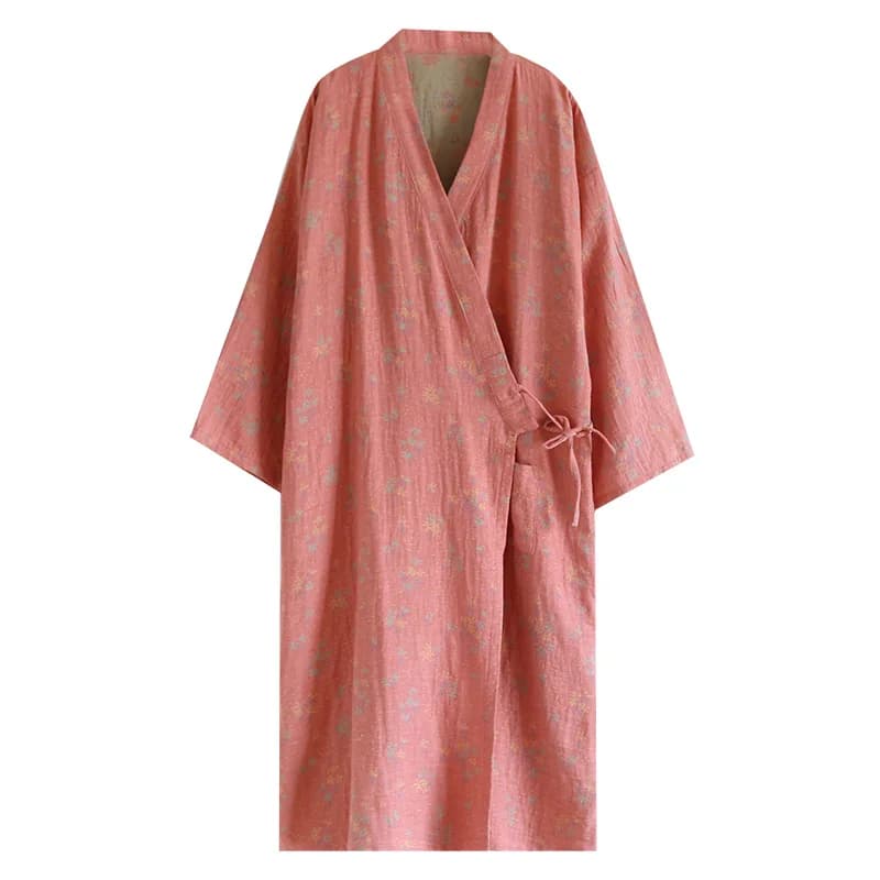 Double Cotton Jacquard Japan Kimono Nightwear Women's Dress Long Sleeves Bathrobe Women's Nightwear Lady Nightwear Lounge