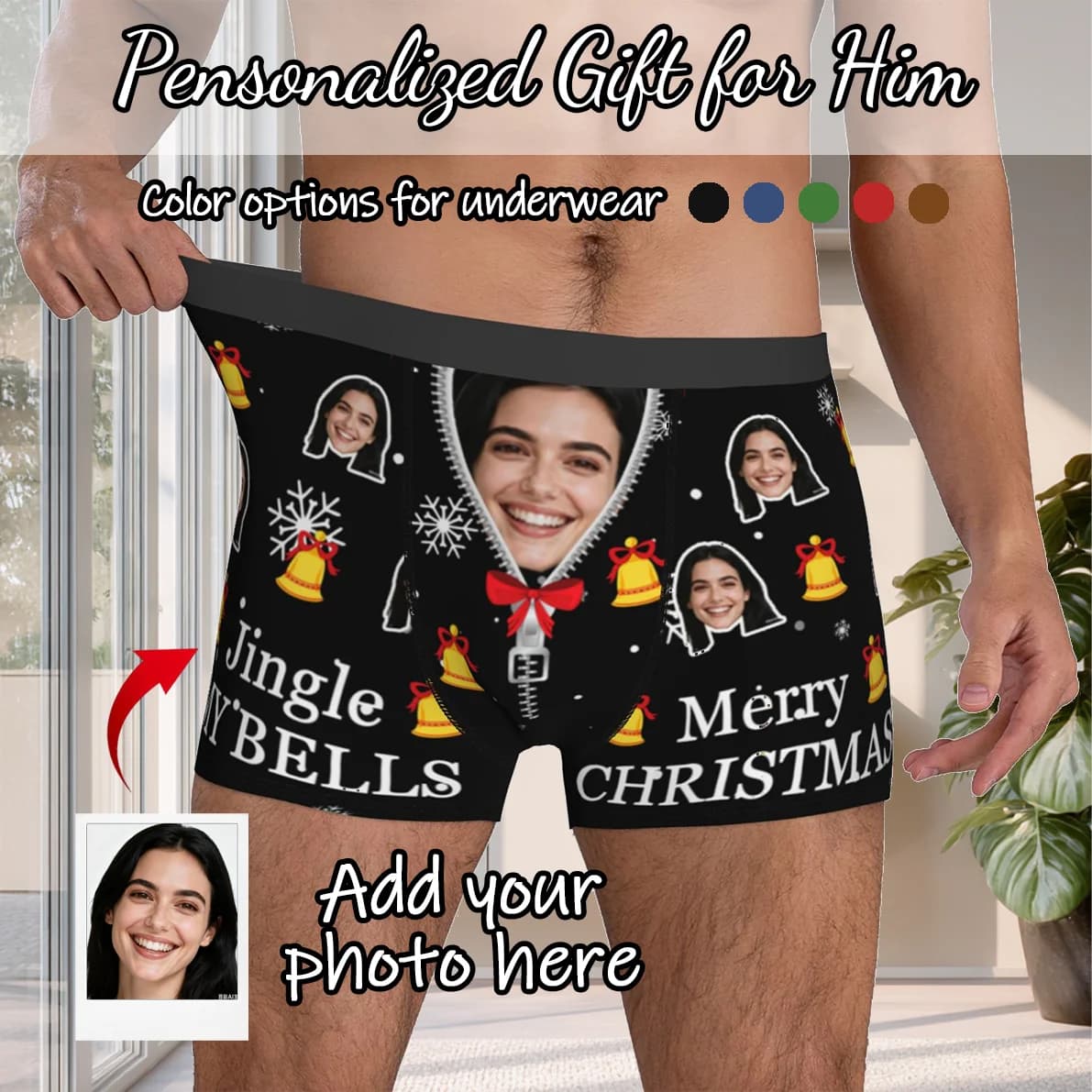 Personalized underwear with face photo, custom boxer, custom christmas gift for husband, anniversary gift for dad