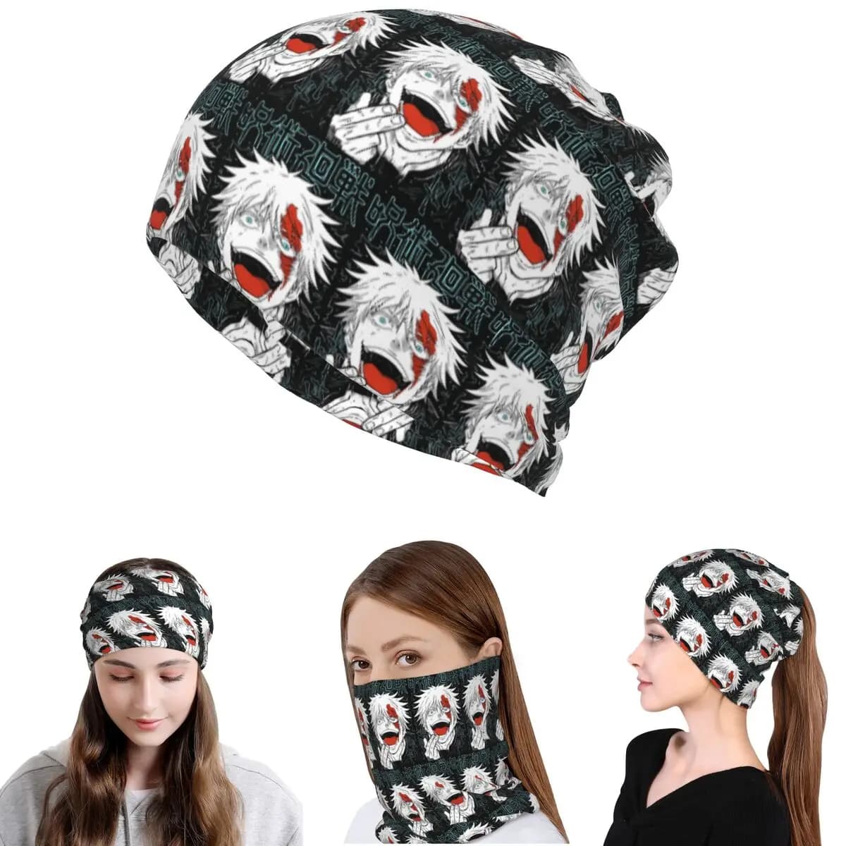 Bandana JJK Anime Gojo Satoru Jujutsu Kaisen, Sciarpa Magica Multifunzione, Balaclava, Berretto Invernale Unisex per Adulti