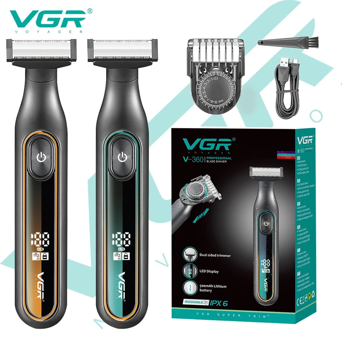 VGR 360 Waterproof Haircuts For Home Use Adjustable Haircuts All Body Washable Alternative Trimmer Man