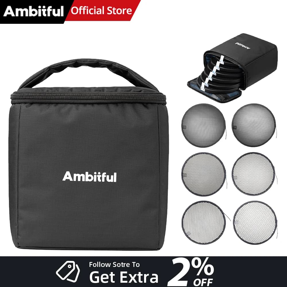 AMBITFUL HC-06K Spotlight Honeycomb Grid Set Speedlite Reflector 7'' Diffuser 10/20/30/40/50/60 Degree For Standard Bowens Mount