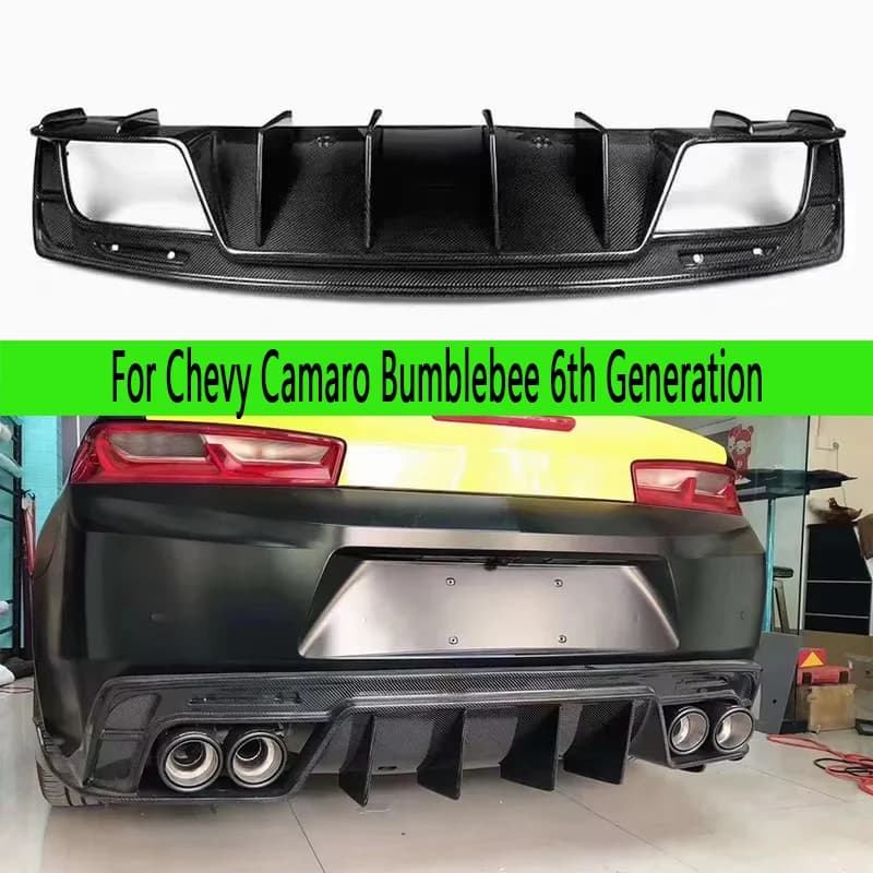 For Chevy Camaro Bumblebee 6th Generation Carbon Fiber Car Rear Bumper Diffuser Rear Splitters Spoiler Back lip body kit