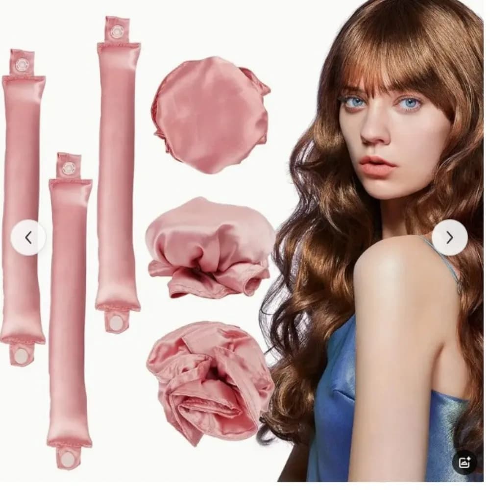 2/4/6 pieces set of curlings without heat in satin curlers night curling rods soft bigodini to sleep in the curly sandwiches without heat cap