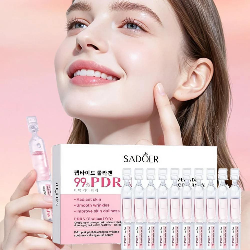 10 pz x 1,5 ml SADOER Siero Essenza al Collagene e Peptidi di Salmone Rosa per Viso, Idratante e Rassodante