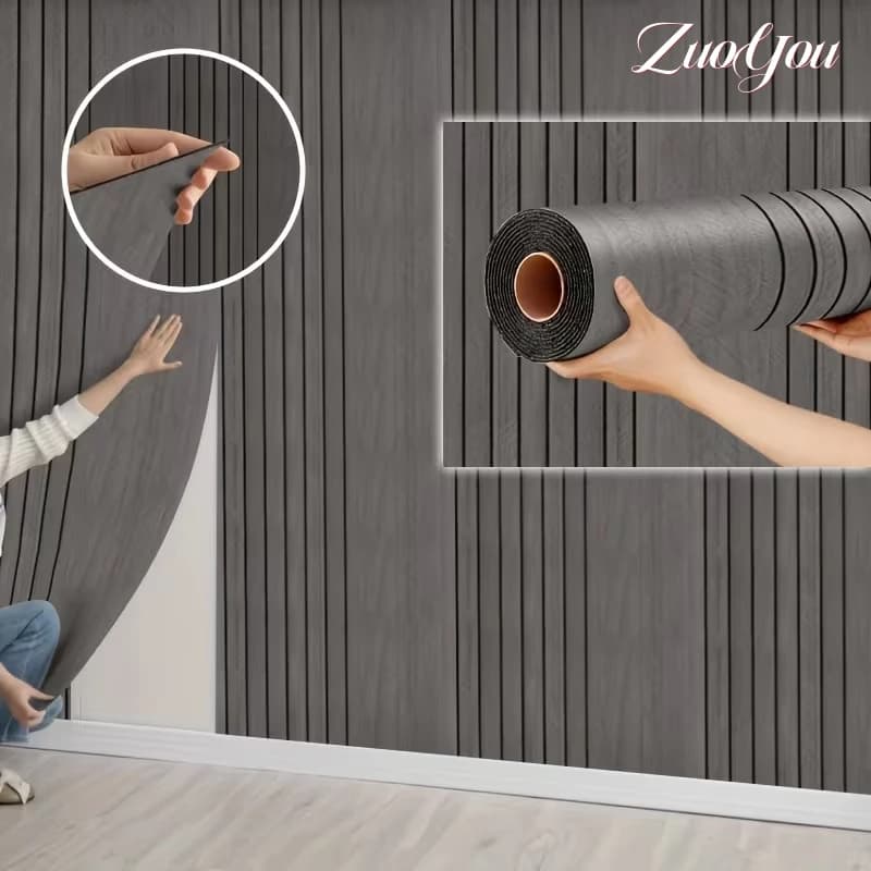 Self-adhesive wallpaper with 3D wood veins for living room Wall covering of the bedroom Wall panels in vinyl thickened foam Modern house decorations