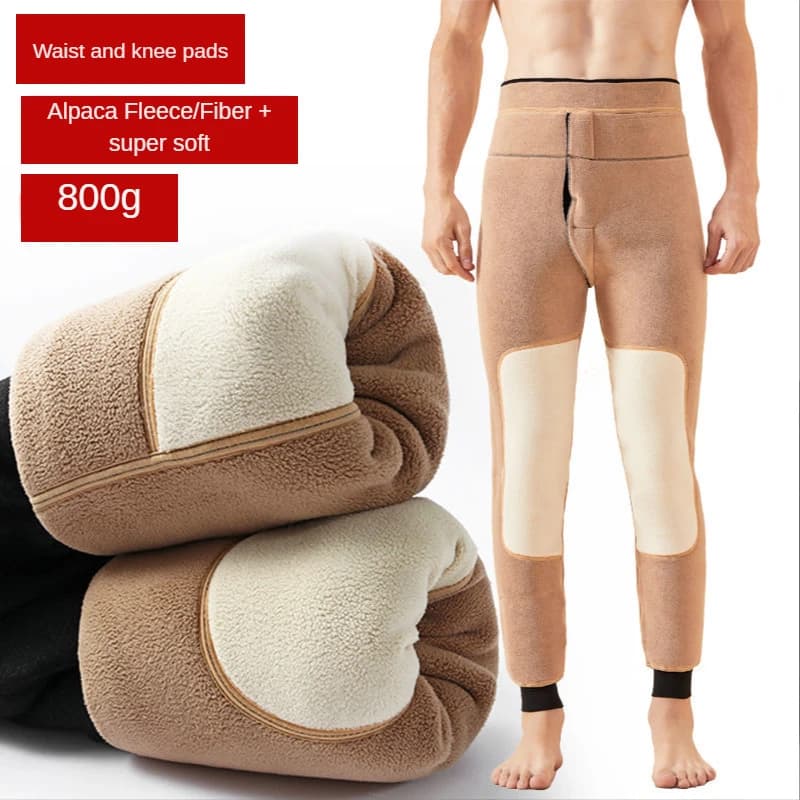 Calore Pantaloni termici da uomo Leggings elasticizzati Intimo invernale in lana Merci Pantaloni classici imbottiti in cotone spesso peluche elasticizzato freddo