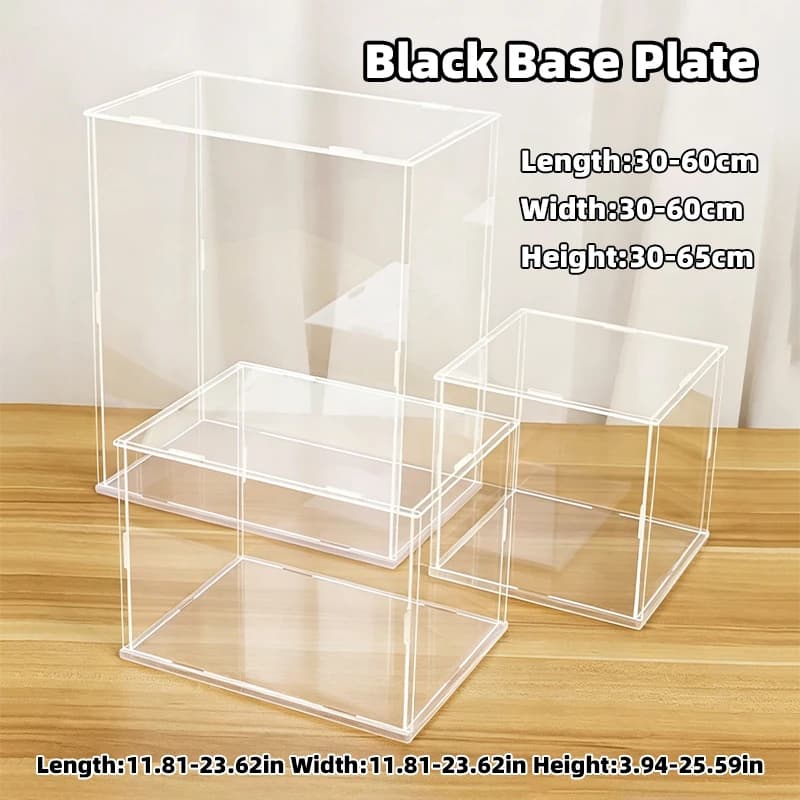 Espositore in Acrilico Trasparente Assemblato con Coperchio Antipolvere per Statuette, Blind Box, Bambole e Giocattoli Trendy L30-60 W30-60 H10-65cm