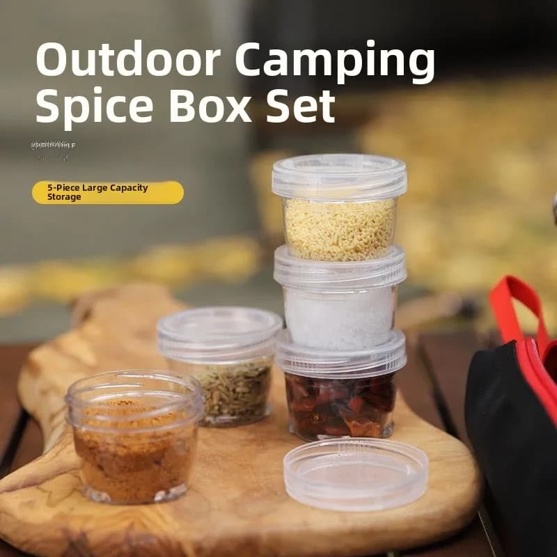 Set di Spezie Portatile per Campeggio, Combinazione di Condimenti per BBQ, Set da 5 Pezzi, Utensili da Cucina per Picnic all'Aperto in Plastica