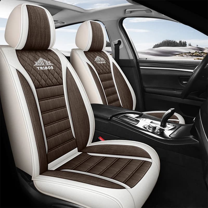 Factory Hot Sale Blue Linen Polyester Fabric Sports-Style Full Set Universal Car Seat Cover for Heat Insulation for Fits