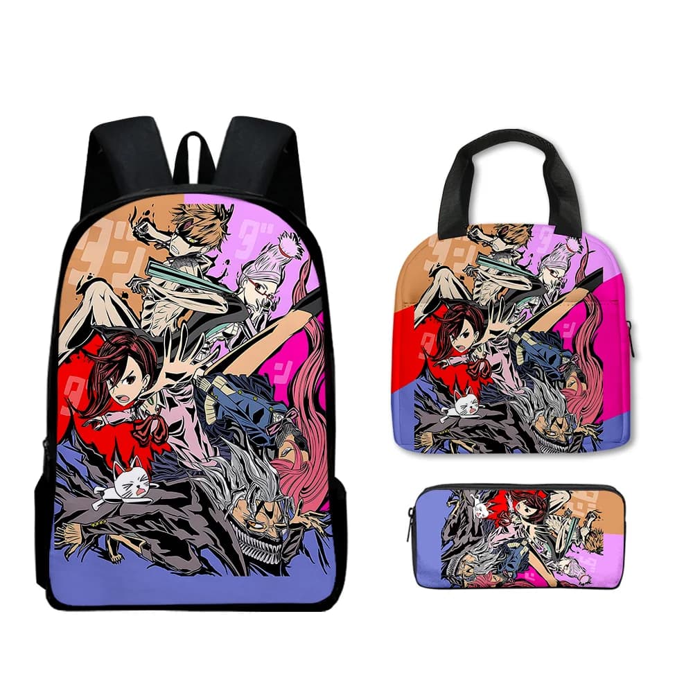 Classic Popular Peculiar Funny Dandadan 3D Printed 3pcs/Set pupil School Bags Laptop Daypack Backpack Lunch bag Pencil Case