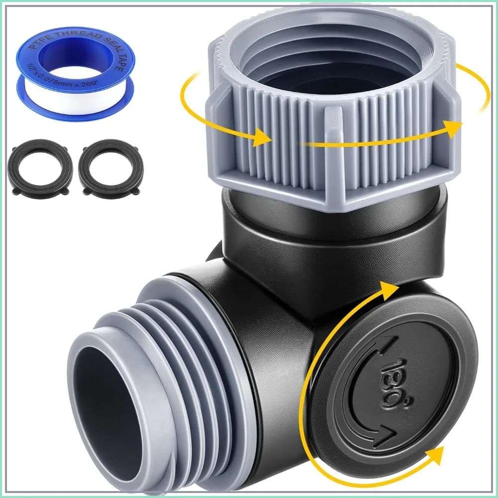 3/4" Garden Hose Swivel Connector, 180° & 360° Rotation Faucet Extender for Outdoor Use, Black & Gray, 1 Pack