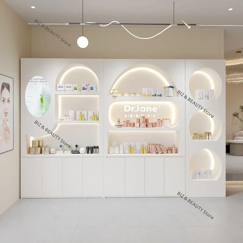 Luxury High End Cosmetic Display Cabinet - Elegant Skincare & Makeup Organizer Beauty Salon Premium Product Showcase Shelf JT40