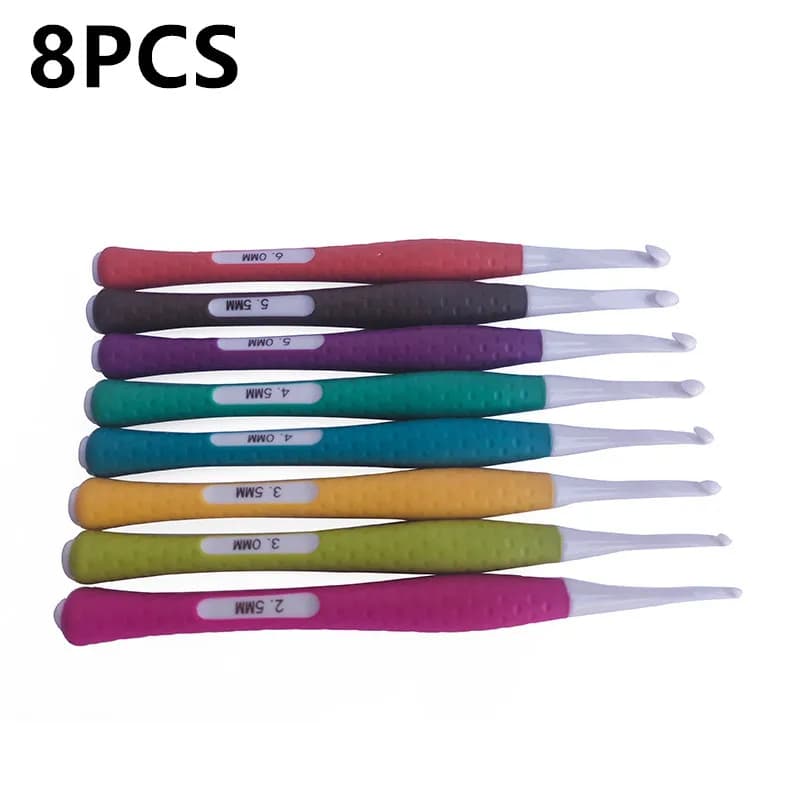 8 pezzi uncinetti con manico morbido antiscivolo manico in plastica ferri da maglia maglione tessitura cucito ago all'uncinetto