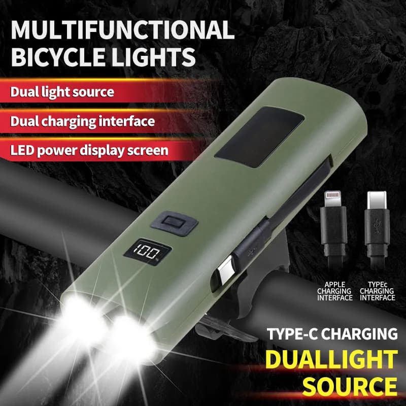 Torcia portatile Luce luminosa per mountain bike Faro da ciclismo ricaricabile 6 modalità Lampada da lavoro di emergenza impermeabile per esterni