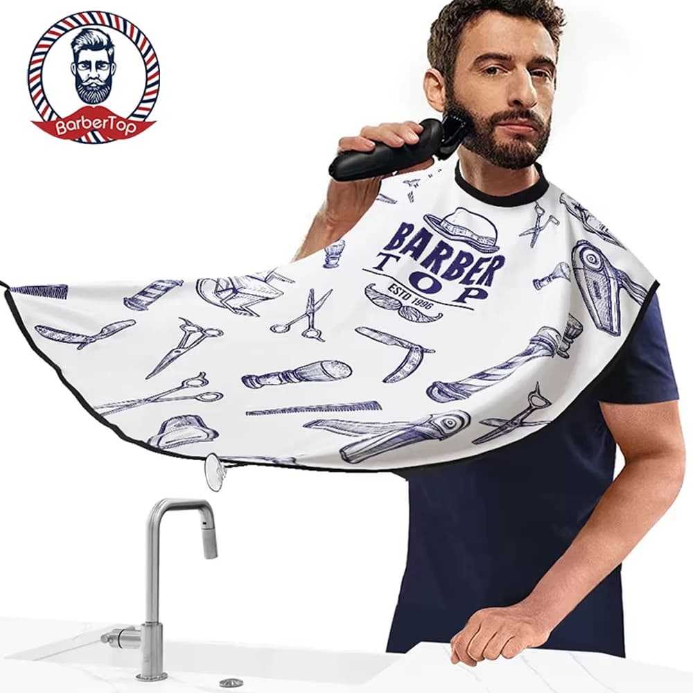 Barbertop Grembiule da barba maschile per la cura dei capelli puliti Bavaglini per adulti Porta rasoio Organizzatore da bagno Regalo per uomo