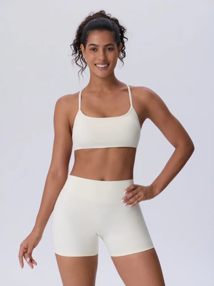 Quick-drying Naked-feel Fabric Shorts Sets Sexy Sports Running Fitness Clothes Suit Beautiful Back Gym Workout Yoga Clothes